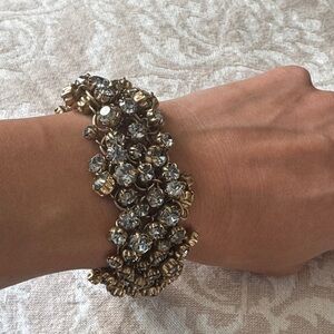 Elegant J.Crew Gold and Clear Gemstone Bracelet